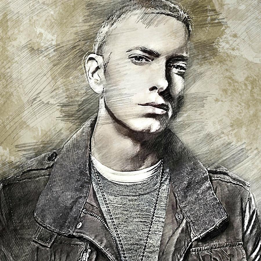 Celebrity Eminem Pencil Drawing Drawing by Bechtelar Natalia