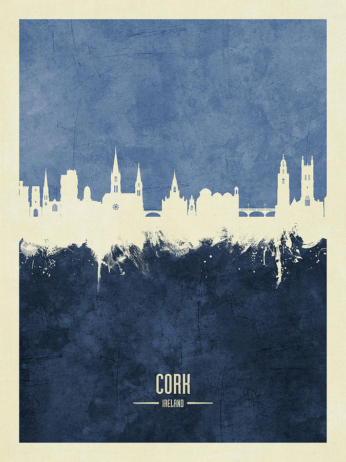 Cork Digital Art - Cork Ireland Skyline #22 by Michael Tompsett