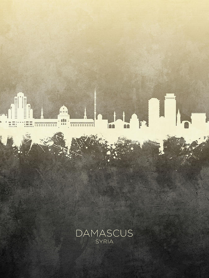 Skyline Digital Art - Damascus Syria Skyline #22 by Michael Tompsett