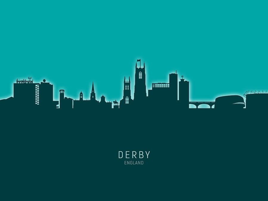 Skyline Digital Art - Derby England Skyline #22 by Michael Tompsett