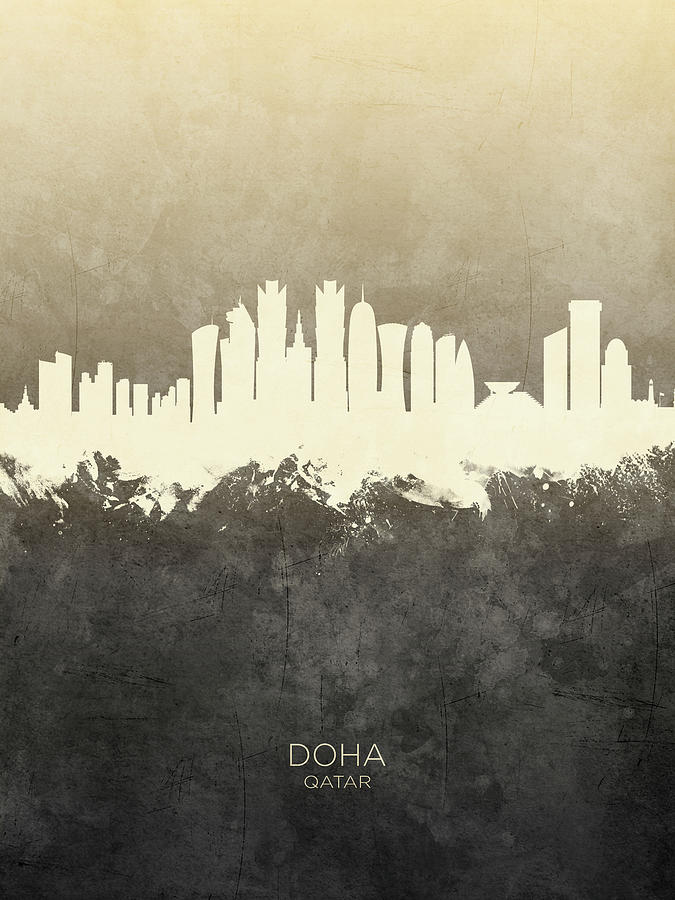 Skyline Digital Art - Doha Qatar Skyline #22 by Michael Tompsett