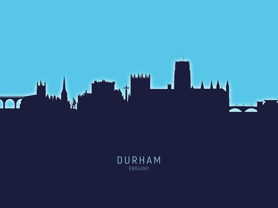 Durham Digital Art - Durham England Skyline Cityscape #22 by Michael Tompsett