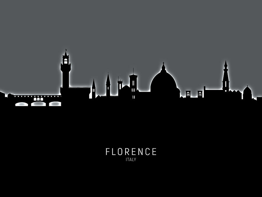 Skyline Digital Art - Florence Italy Skyline #22 by Michael Tompsett