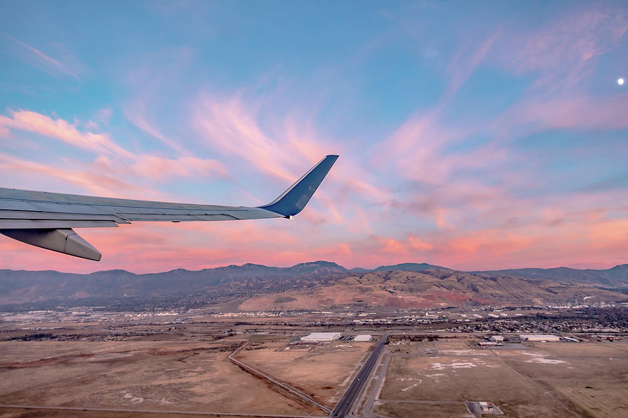 Flying Over Rockies In Airplane From Salt Lake City At Sunset #22 Photograph by Alex Grichenko