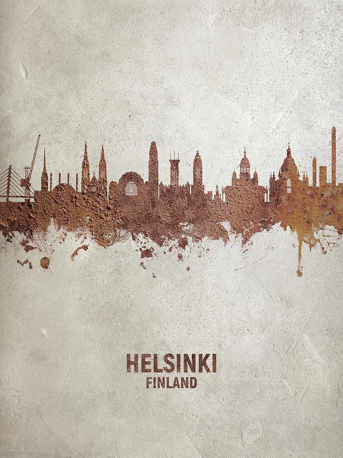 Skyline Digital Art - Helsinki Finland Skyline #22 by Michael Tompsett