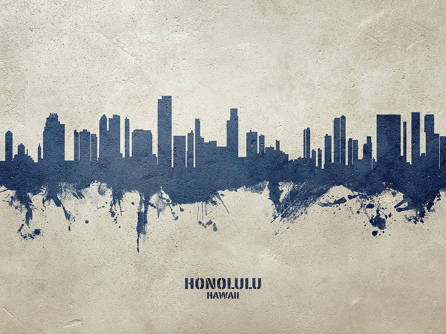 Honolulu Digital Art - Honolulu Hawaii Skyline #22 by Michael Tompsett