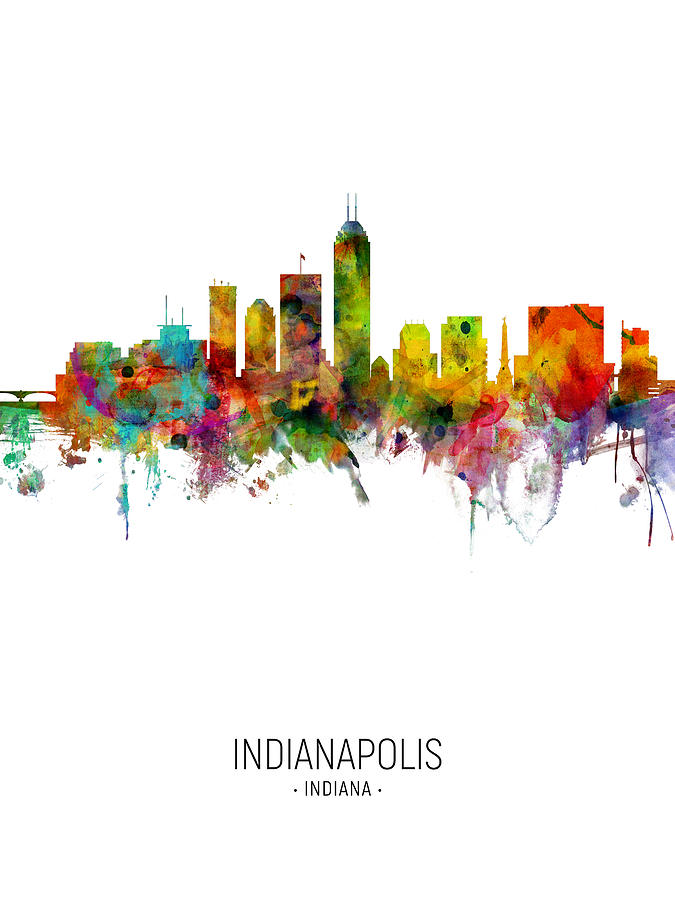 Indianapolis Indiana Skyline #22 Digital Art by Michael Tompsett