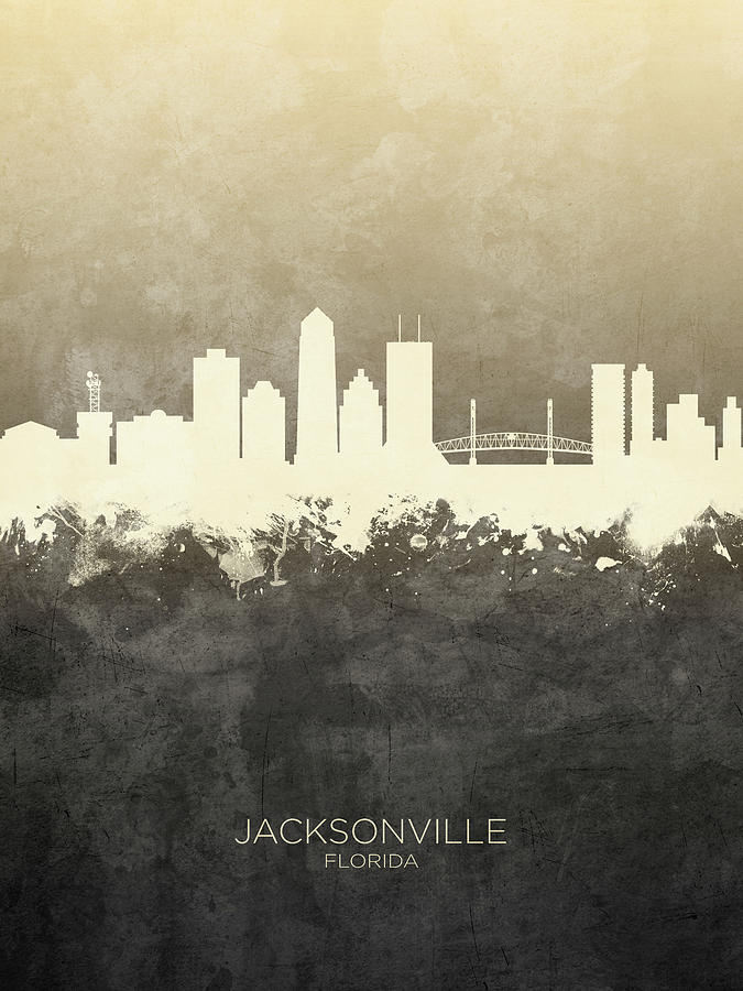 Jacksonville Florida Skyline #22 Digital Art by Michael Tompsett