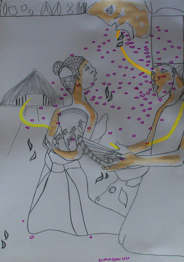 Kintu and Nambi The Serenade #22 Painting by Gloria Ssali