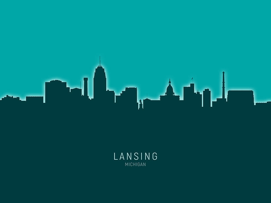 Skyline Digital Art - Lansing Michigan Skyline #22 by Michael Tompsett