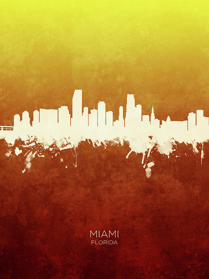 Miami Digital Art - Miami Florida Skyline #22 by Michael Tompsett
