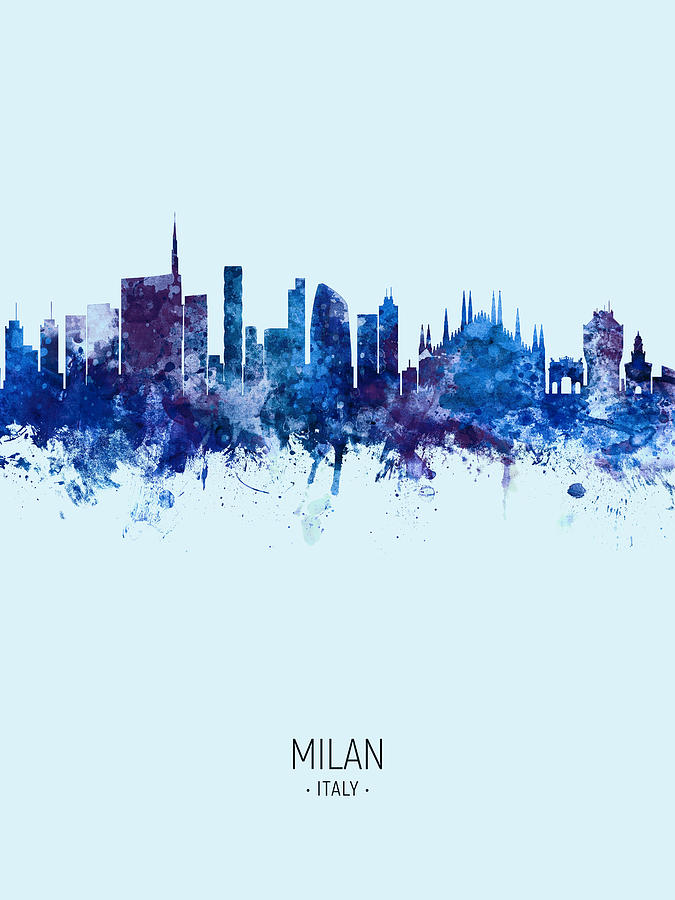 Milan Italy Skyline #22 Digital Art by Michael Tompsett