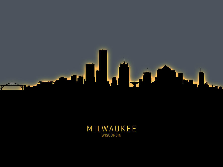 Milwaukee Digital Art - Milwaukee Wisconsin Skyline #22 by Michael Tompsett