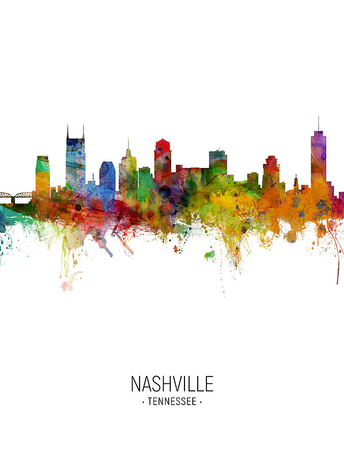 Nashville Tennessee Skyline #22 Digital Art by Michael Tompsett