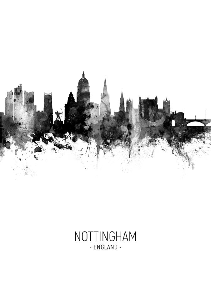 Nottingham England Skyline #22 Digital Art by Michael Tompsett