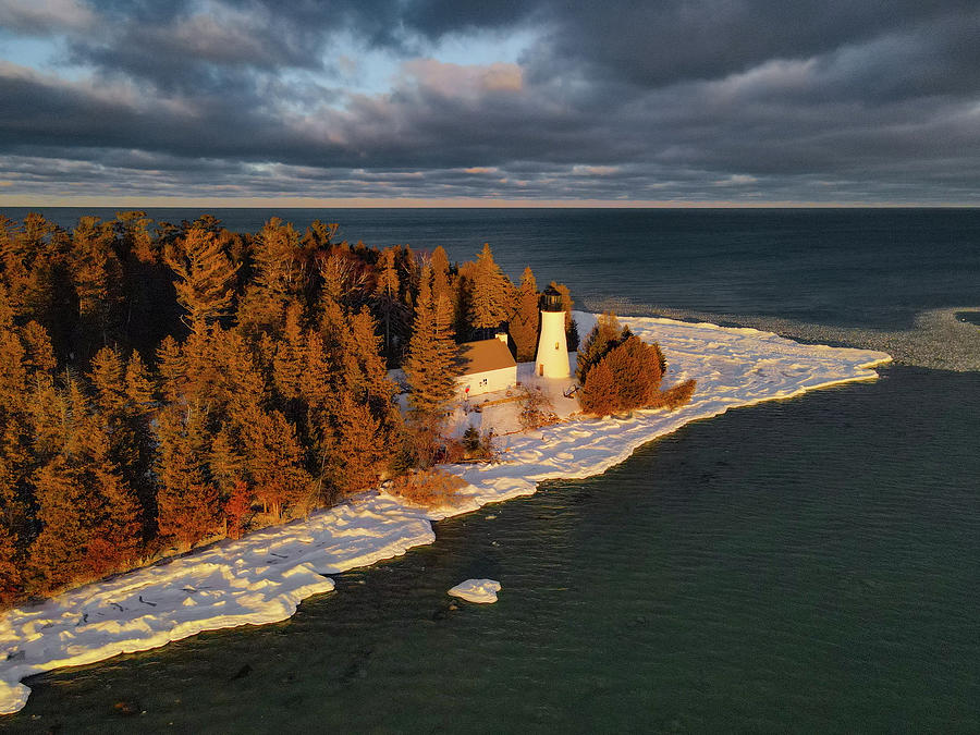 Old Presque Isle Lighthouse in Michigan along Lake Huron in the winter #22 Photograph by Eldon McGraw