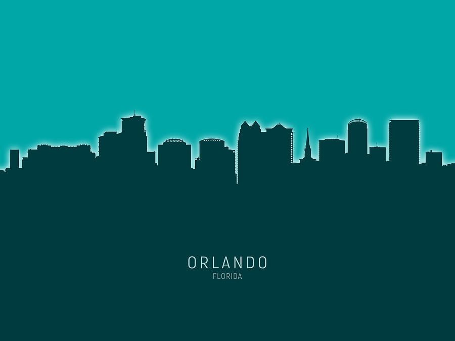 Orlando Florida Skyline #22 Digital Art by Michael Tompsett