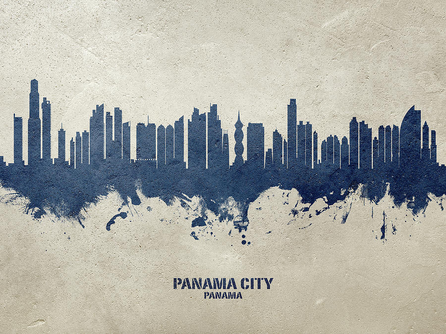 Skyline Digital Art - Panama City Skyline #22 by Michael Tompsett