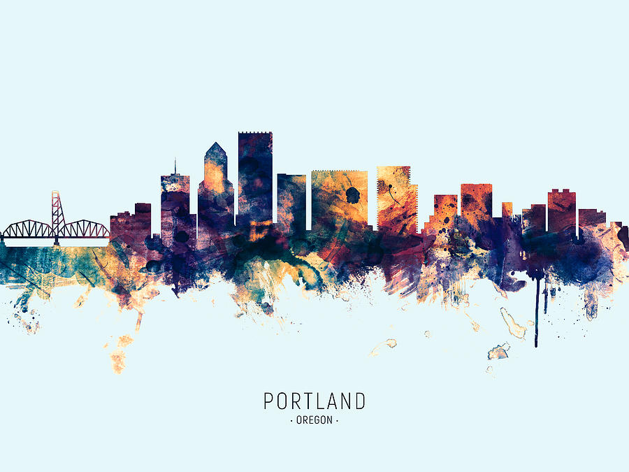 Portland Oregon Skyline #22 Digital Art by Michael Tompsett