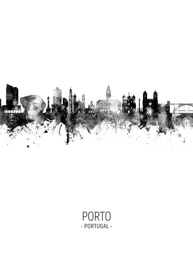 Skyline Digital Art - Porto Portugal Skyline #22 by Michael Tompsett