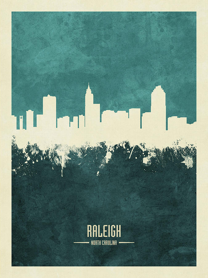 Raleigh Digital Art - Raleigh North Carolina Skyline #22 by Michael Tompsett