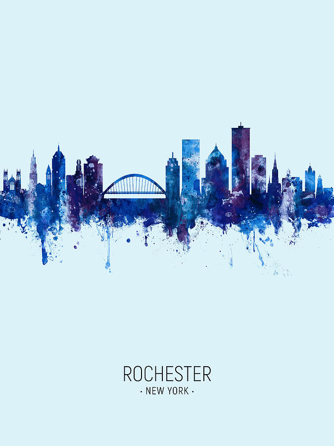Rochester Skyline Digital Art - Rochester New York Skyline #22 by Michael Tompsett