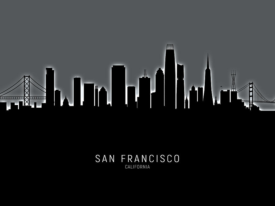 San Francisco California Skyline #22 Digital Art by Michael Tompsett
