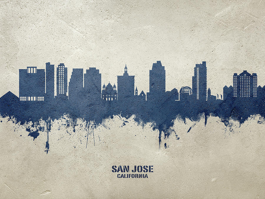 San Jose Digital Art - San Jose California Skyline #22 by Michael Tompsett