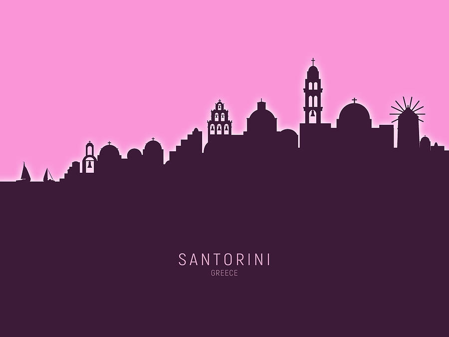 Skyline Digital Art - Santorini Skyline #22 by Michael Tompsett