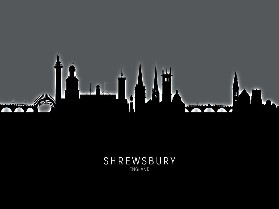 Shrewsbury England Skyline #22 Digital Art by Michael Tompsett