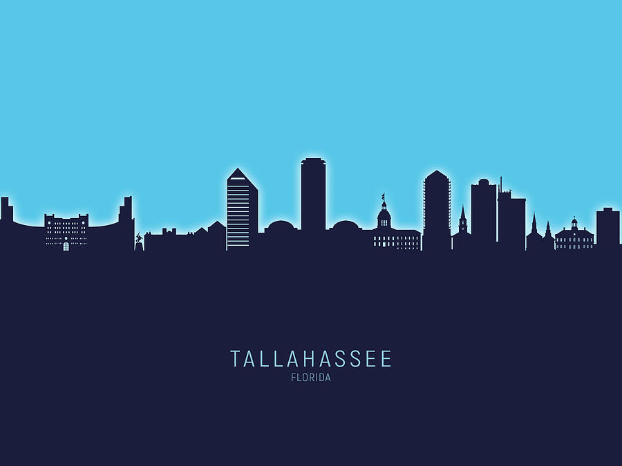 Tallahassee Digital Art - Tallahassee Florida Skyline #22 by Michael Tompsett