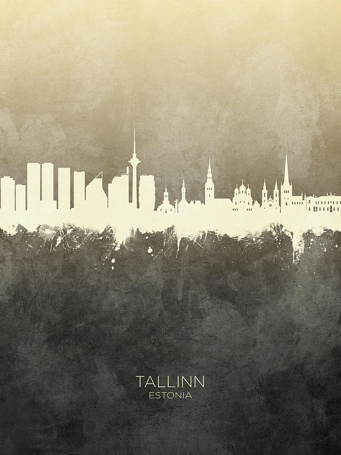 Skyline Digital Art - Tallinn Estonia Skyline #22 by Michael Tompsett