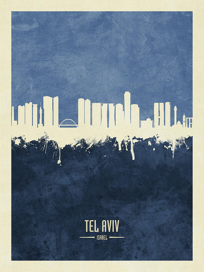 Skyline Digital Art - Tel Aviv Israel Skyline #22 by Michael Tompsett
