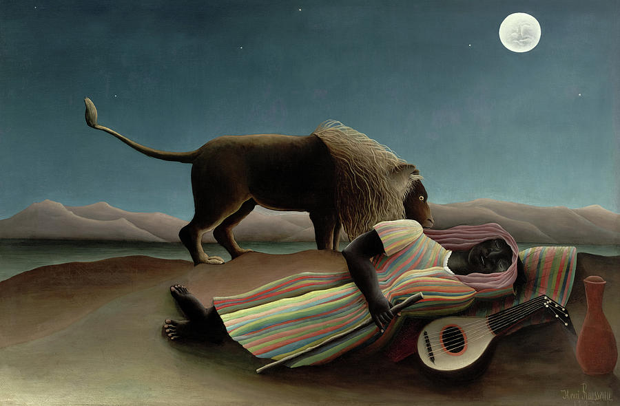 Lion Painting - The Sleeping Gypsy by Henri Rousseau
