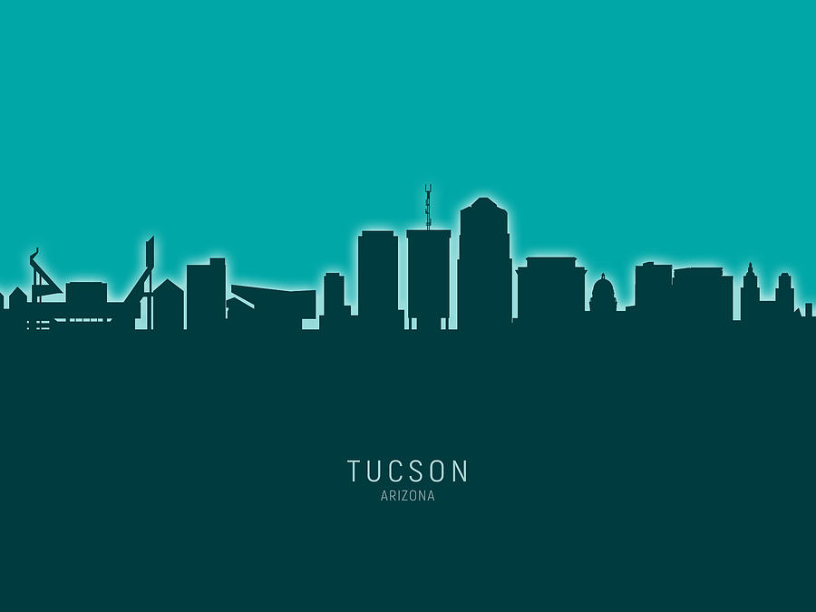 Tucson Digital Art - Tucson Arizona Skyline #22 by Michael Tompsett