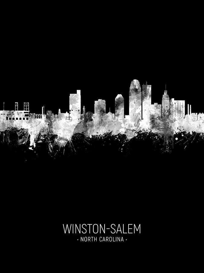 Winston-salem Digital Art - Winston-Salem North Carolina Skyline #22 by Michael Tompsett