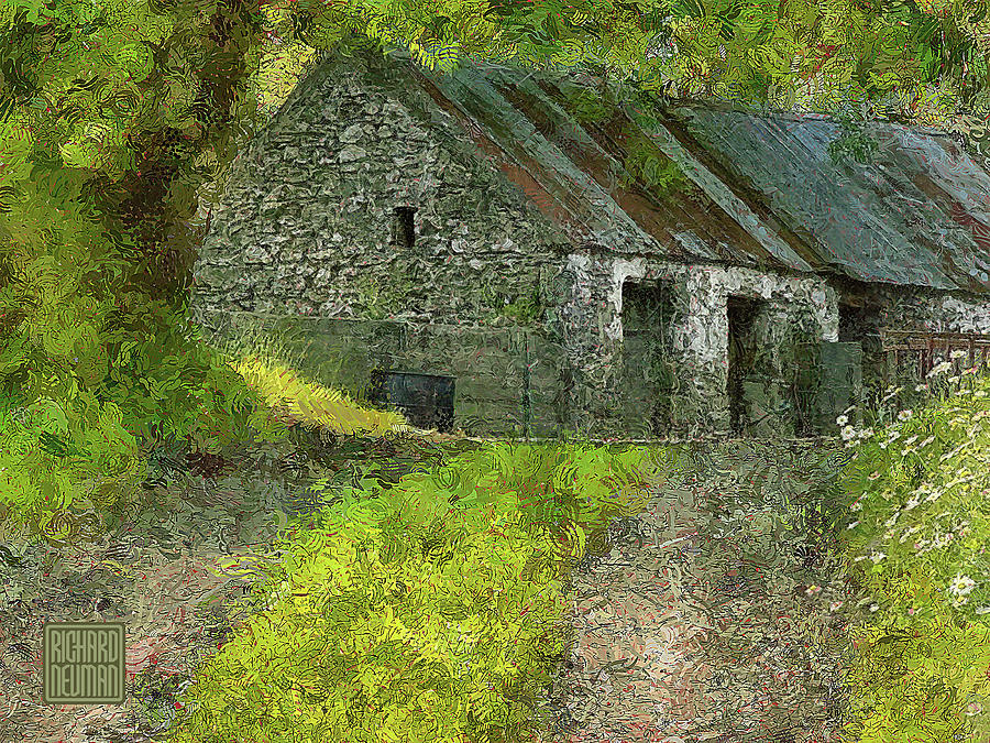 Neuman Mixed Media - 222 Architecture Abstract Art Old Stone Cottage Down Dirt Lane, Knock, Ireland by Richard Neuman Architectural Gifts