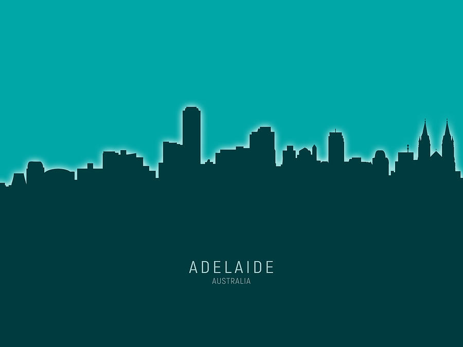 Skyline Digital Art - Adelaide Australia Skyline #23 by Michael Tompsett