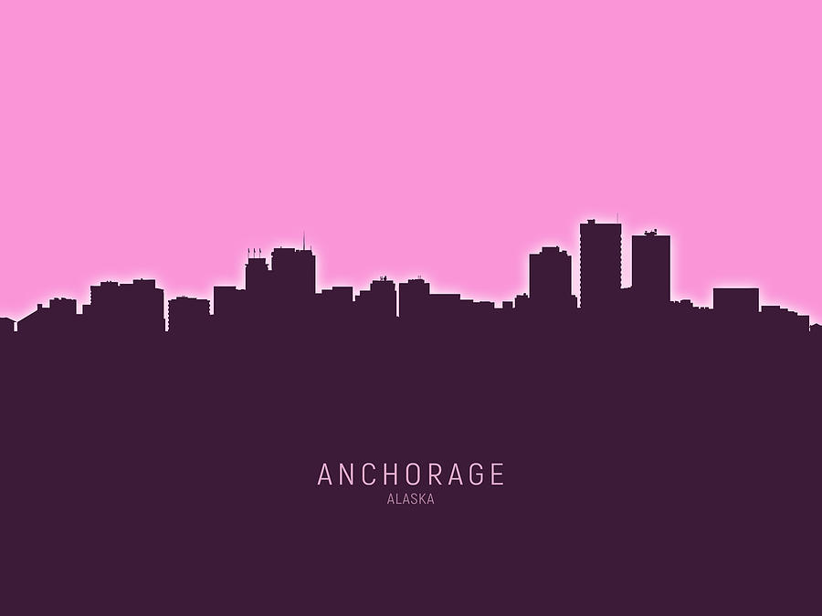 Anchorage Digital Art - Anchorage Alaska Skyline #23 by Michael Tompsett