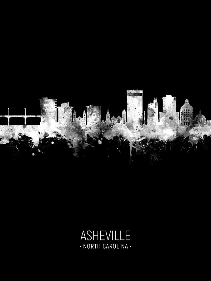 Skyline Digital Art - Asheville North Carolina Skyline #23 by Michael Tompsett