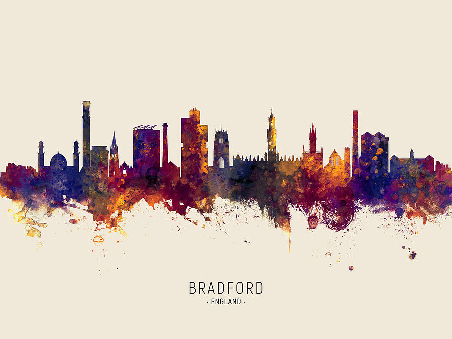 Skyline Digital Art - Bradford England Skyline #23 by Michael Tompsett