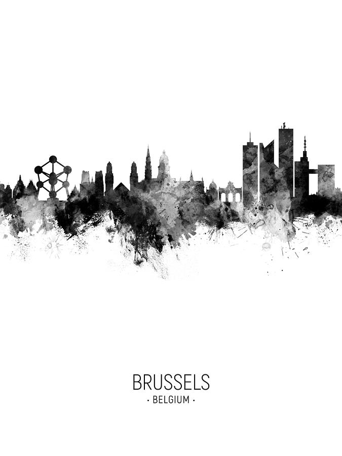Skyline Digital Art - Brussels Belgium Skyline #23 by Michael Tompsett