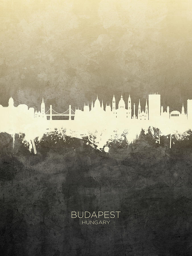 Skyline Digital Art - Budapest Hungary Skyline #23 by Michael Tompsett