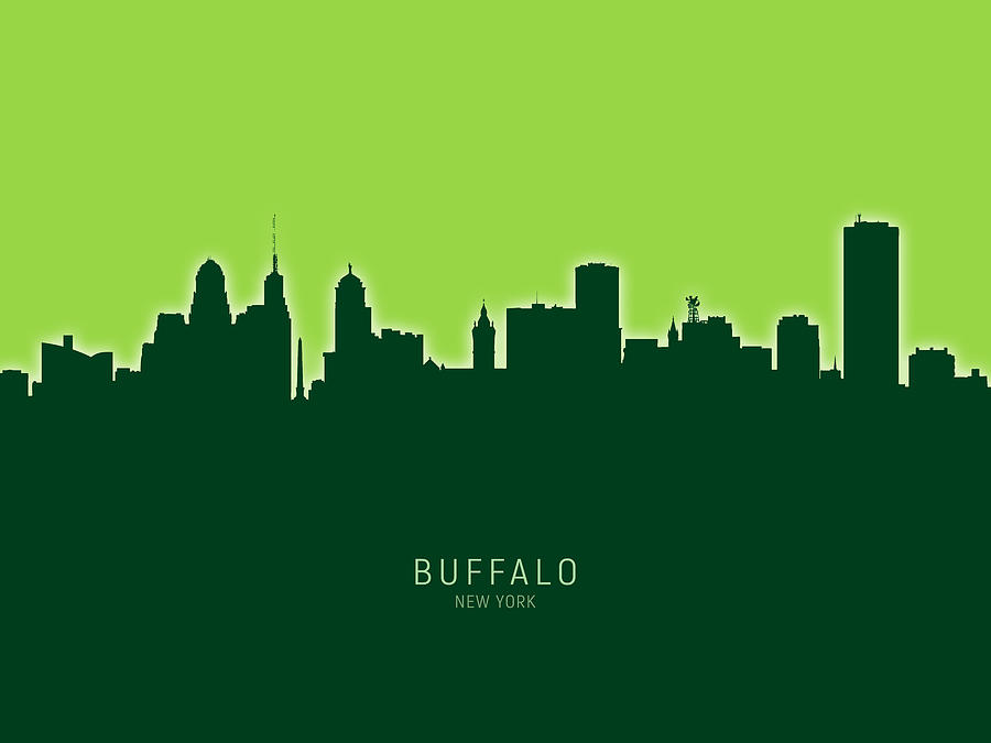 Buffalo Digital Art - Buffalo New York Skyline #23 by Michael Tompsett