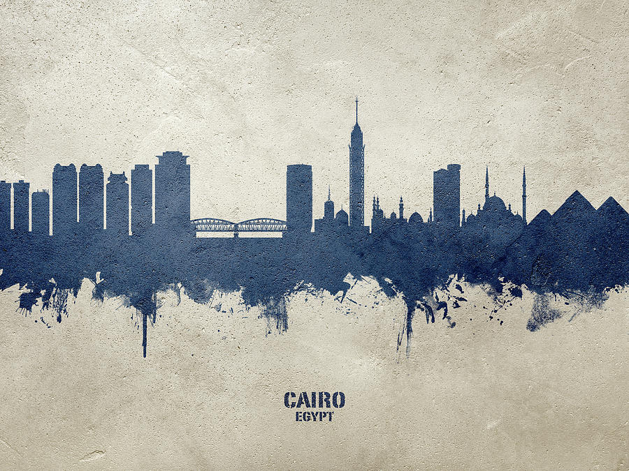 Skyline Digital Art - Cairo Egypt Skyline #23 by Michael Tompsett
