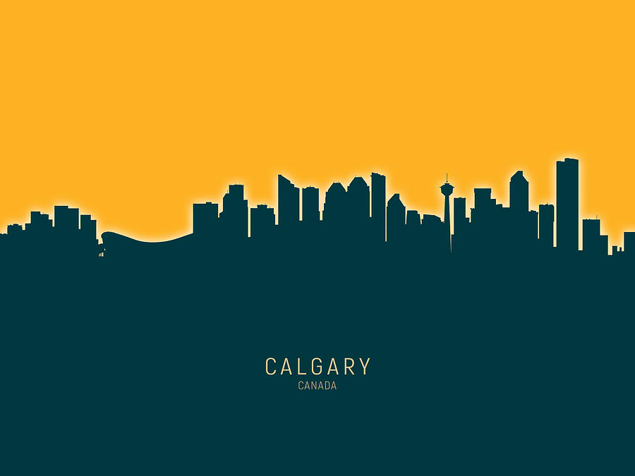 Skyline Digital Art - Calgary Canada Skyline #23 by Michael Tompsett