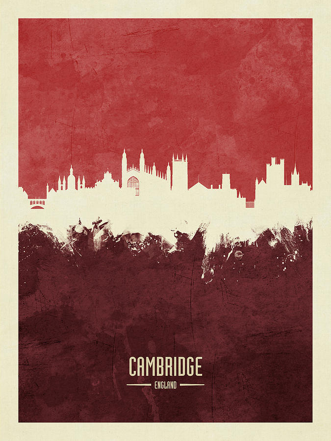 Cambridge Digital Art - Cambridge England Skyline #23 by Michael Tompsett