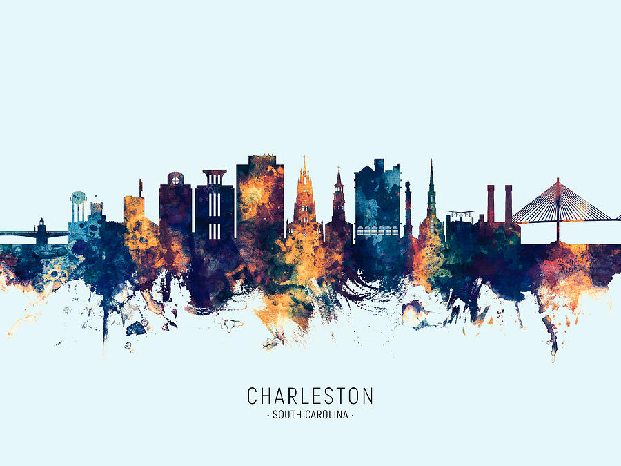 Skyline Digital Art - Charleston South Carolina Skyline #23 by Michael Tompsett