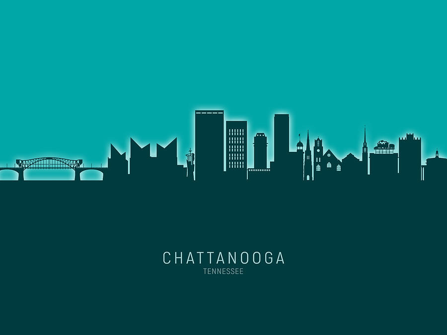 Skyline Digital Art - Chattanooga Tennessee Skyline #23 by Michael Tompsett