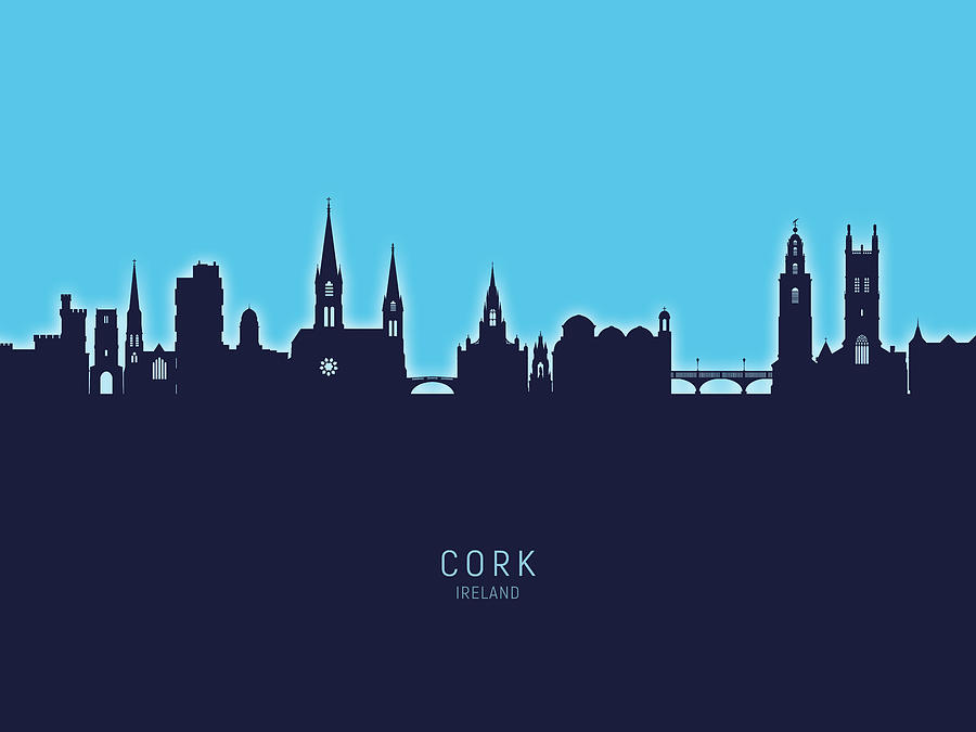 Cork Digital Art - Cork Ireland Skyline #23 by Michael Tompsett